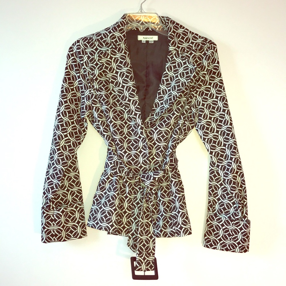 NWOT Geometric Belted Jacket